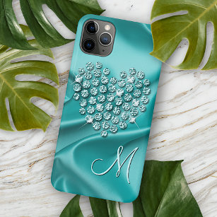 Coque Case-Mate iPhone Aqua Turquoise Diamonds Love Motif de coeur