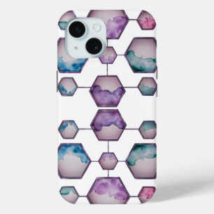 Coque Case-Mate iPhone Aquarelle Hexagon Art - iPhone 15 Coque