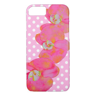 Coque Case-Mate iPhone Aquarelle rose Orchidée peinture, pois