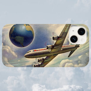 Etui iPhone Case-Mate Avion vintage volant autour du monde dans les nuag