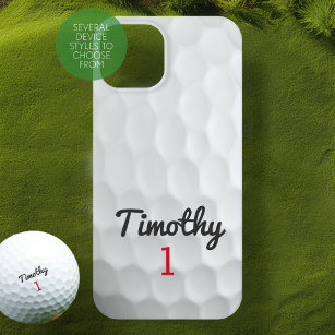 Coque Case-Mate iPhone Ball de golf Dimples avec nom noir Numéro rouge