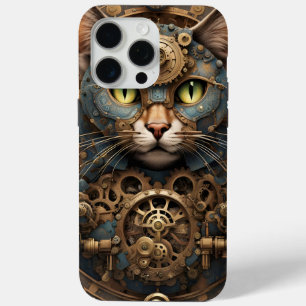 Coque Case-Mate iPhone bleu steampunk cat AI art iPhone 15 Pro Max Coque