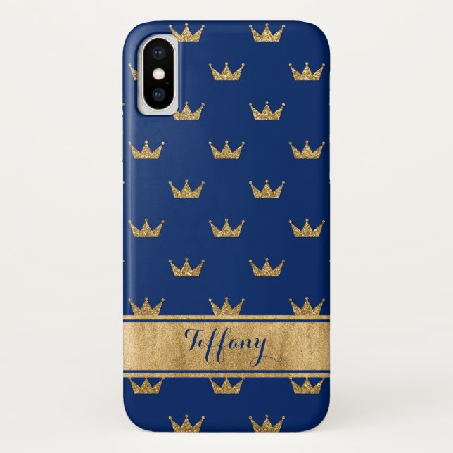 Coque Case-Mate iPhone Blue, Gold Crowns Coque-Mate iPhone X Coque (Dos)
