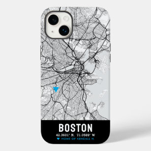 Coque Case-Mate iPhone Carte de la ville de Boston + Avec votre emplaceme
