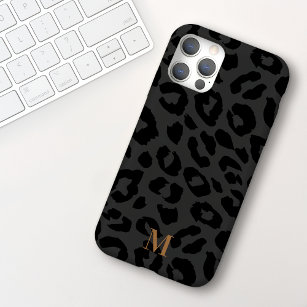 Coque Case-Mate iPhone Chic moderne gris foncé noir Empreinte de léopard 