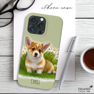 Coque Case-Mate iPhone Chiot de Corgi sur l'herbe   animal mignon