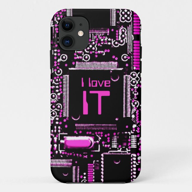 Coque Case-Mate iPhone Circuit rose "I love IT" coque iphone (Dos)