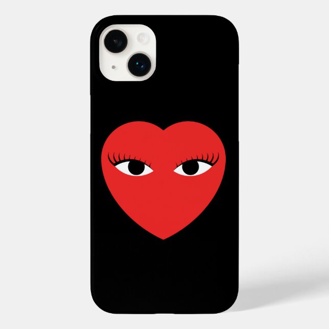 Coque Case-Mate iPhone Coeur rouge mignon avec coque iphone des yeux (Verso)