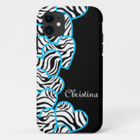 Coeurs bleu zèbre iPhone 5 Coque