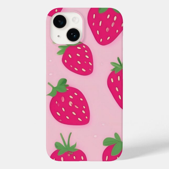 Coque Case-Mate iPhone Coque de fraise rose iPhone 14 (Verso)