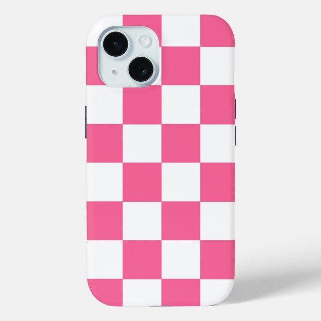 Coque Case-Mate iPhone Coque iphone À damiers chèque rose blanc (Verso)