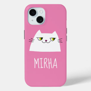 Coque Case-Mate iPhone Coque iPhone Chat Rose Blanc Personnalisé Nom