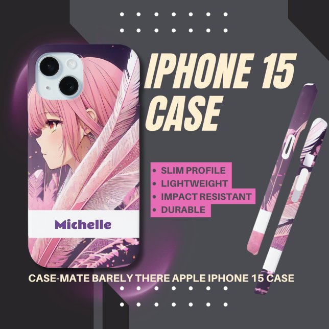 Coque Case-Mate iPhone Coque iphone d'Anime rose mignon personnalisé (Créateur téléchargé)