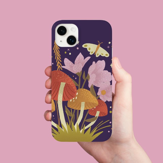 Coque Case-Mate iPhone Coque iphone de champignons de forêt violette (Créateur téléchargé)