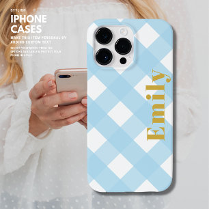 Coque Case-Mate iPhone Coque iphone de chèque moderne bleu personnalisé
