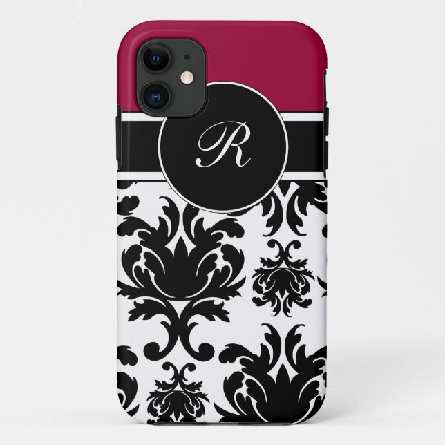 Coque Case-Mate iPhone Coque iphone de damassé décoré d'un monogramme (Dos)