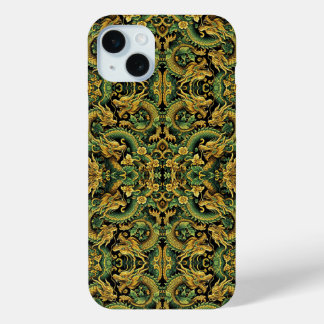 Coque Case-Mate iPhone Coque iphone de dragon en bois Batik Jaune Vert