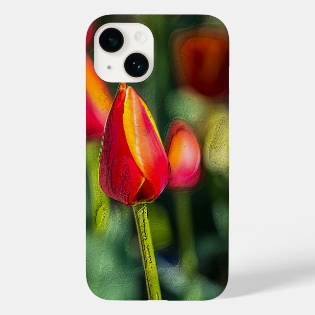 Coque Case-Mate iPhone Coque iphone de jardin de tulipes texturées (Verso)