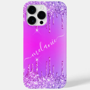 Coque Case-Mate iPhone Coque iphone de néon rose violet avec nom personna