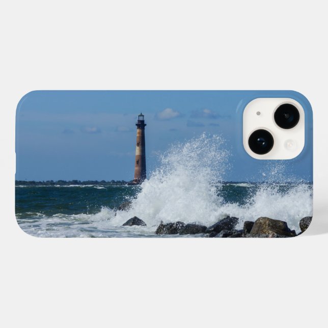 Coque Case-Mate iPhone Coque iphone de splash du phare de Morris Island (Verso (horizontal))