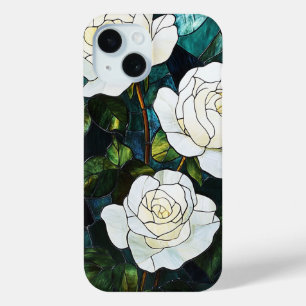 Coque Case-Mate iPhone Coque iphone en verre tendu, Roses blanches