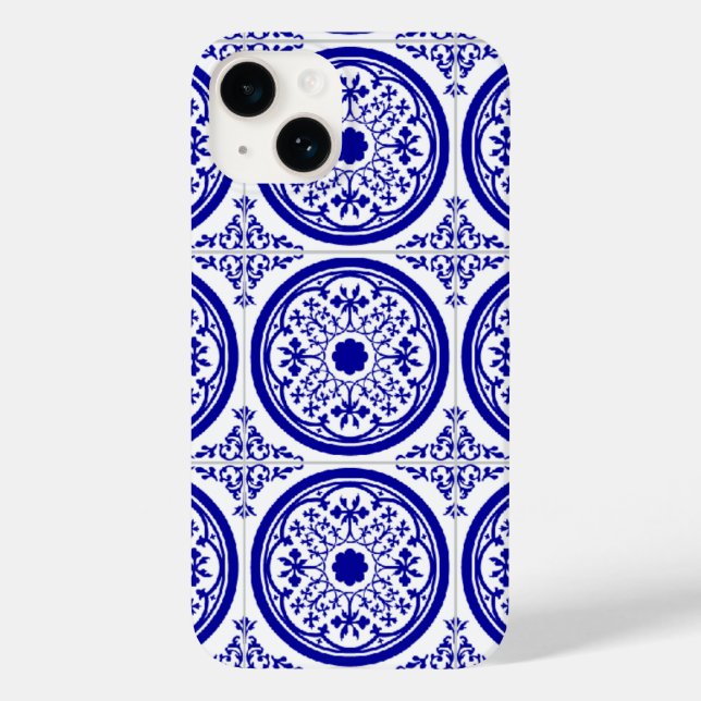 Coque Case-Mate iPhone Coque iPhone Faux Carreaux Inspirée de Delft Bleu  (Verso)