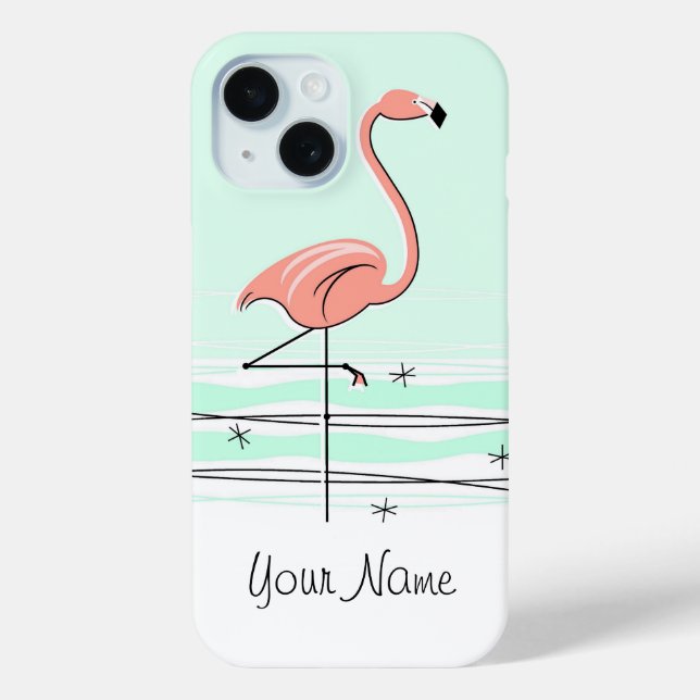 Coque Case-Mate iPhone coque iphone Flamant rose Aqua 'Name' (Verso)