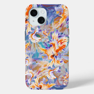 Coque Case-Mate iPhone Coque iPhone Fleurie Abstraite Orange et Bleu Vibr