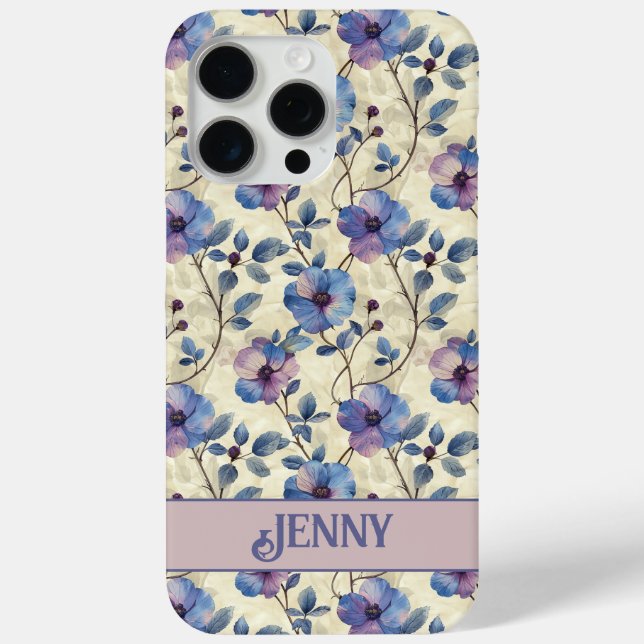 Coque Case-Mate iPhone Coque iPhone Fleurs Bleues et Roses (Verso)