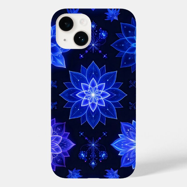 Coque Case-Mate iPhone Coque iphone Floral bleu violet brillant (Verso)