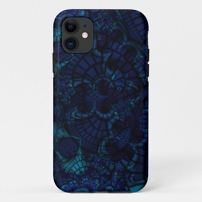 Coque Case-Mate iPhone coque iphone fractal bleu foncé (Dos)