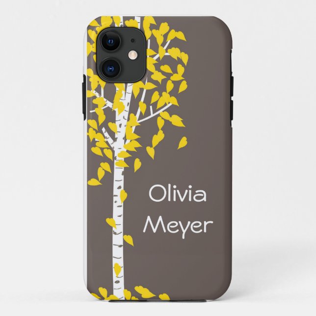 Coque Case-Mate iPhone Coque iphone jaune gris d'arbre d'Aspen (Dos)