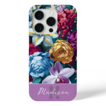 Coque iphone monogramme floral moderne coloré