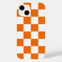 Coque iphone Motif À damiers chèque orange blanc