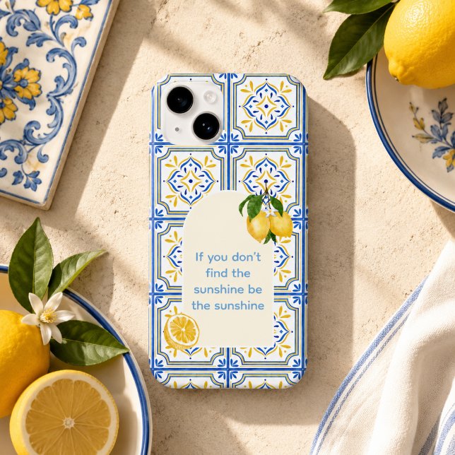 Coque Case-Mate iPhone Coque iPhone motif méditerranéen bleu et jaune (Créateur téléchargé)