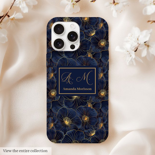 Coque Case-Mate iPhone Coque iPhone Navy Gold Cadeau d'anniversaire pour  (Navy Gold iPhone Case Elegant Girls Birthday Gift)