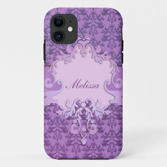 Coque Case-Mate iPhone Coque iphone nommé lilas de damassé d'éléphant (Dos)
