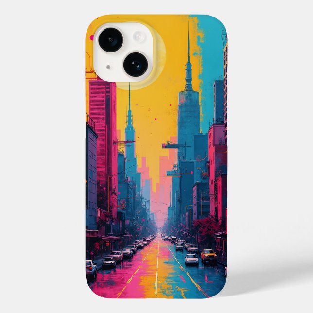 Coque Case-Mate iPhone coque iphone (paysage urbain animé) (Verso)