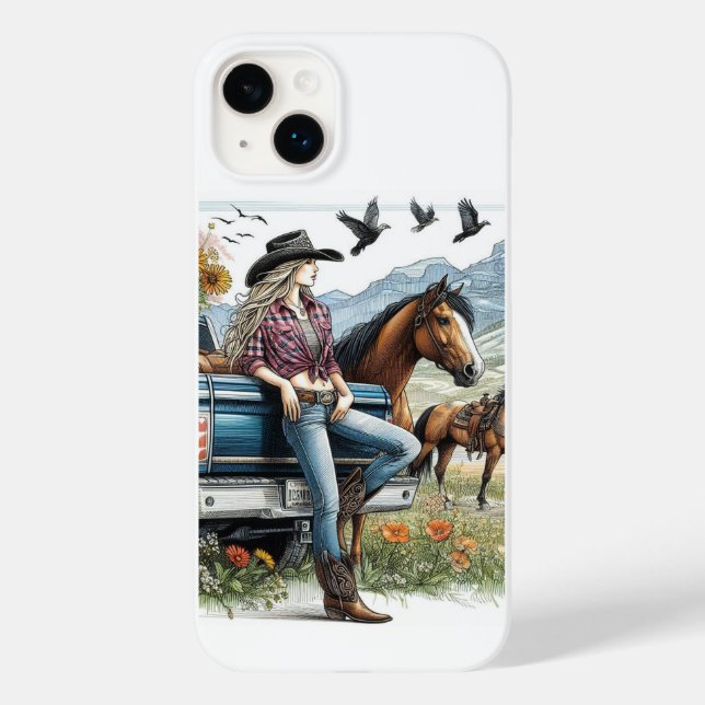 Coque Case-Mate iPhone Coque iphone personnalisable Cowgirl Art (Verso)