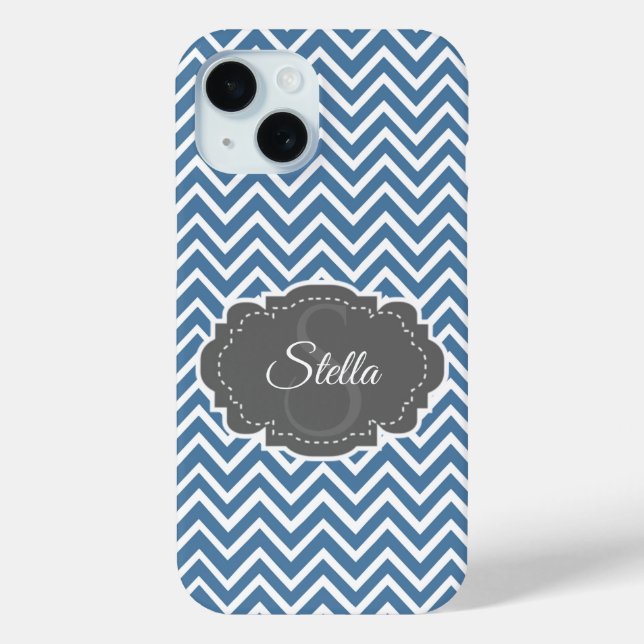 Coque Case-Mate iPhone Coque iphone personnalisé Blue Chevron (Verso)