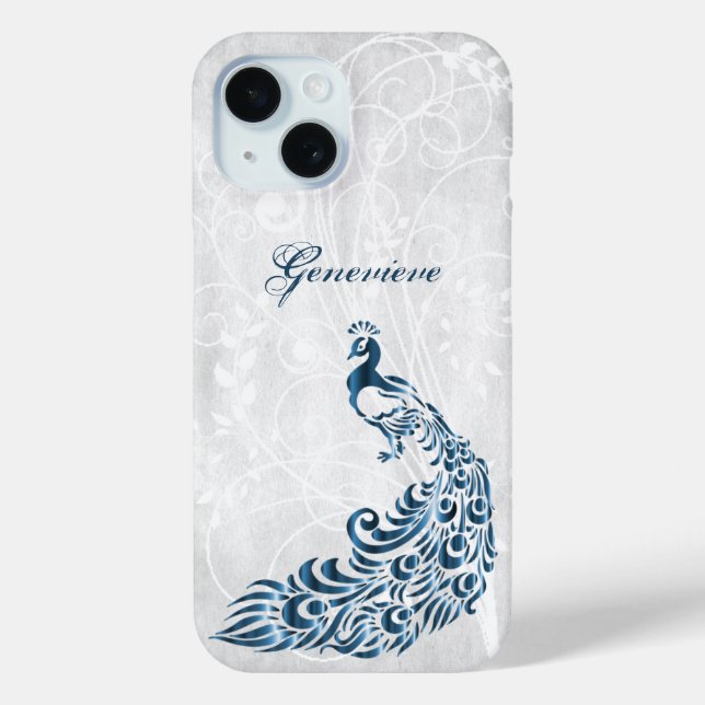 Coque Case-Mate iPhone Coque iphone personnalisé Blue Peacock (Verso)