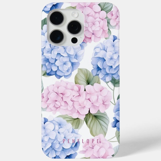Coque Case-Mate iPhone Coque iphone personnalisé Pink Blue hydrangea (Verso)
