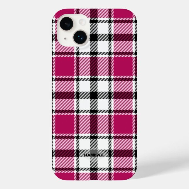 Coque Case-Mate iPhone Coque iphone Plaid rose, noir et blanc HAMbWG (Verso)