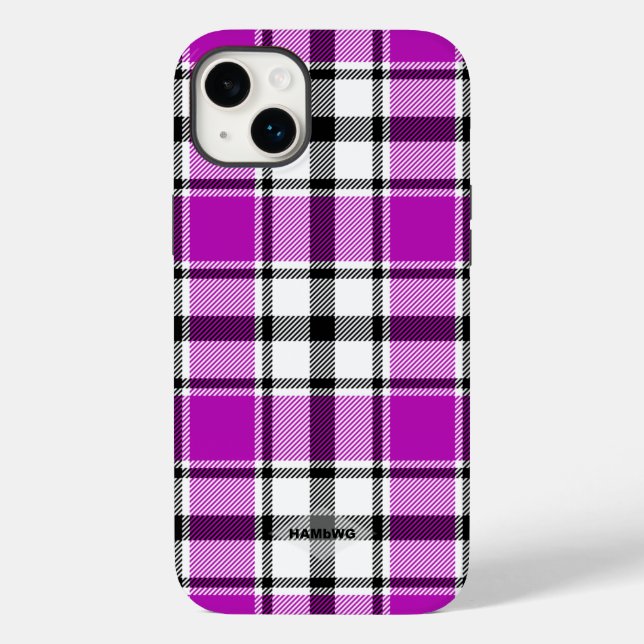 Coque Case-Mate iPhone Coque iphone Plaid violet, noir et blanc HAMbWG (Verso)
