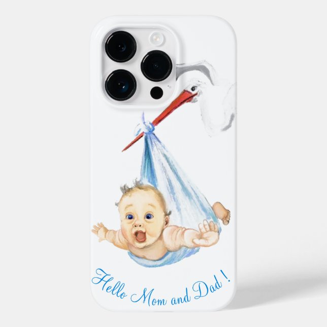 Coque Case-Mate iPhone Coque iphone pour bébé porteuse de cigogne Bonjour (Verso)