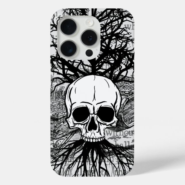 Coque Case-Mate iPhone Coque-Mate coque iphone du crâne et des livres (Verso)