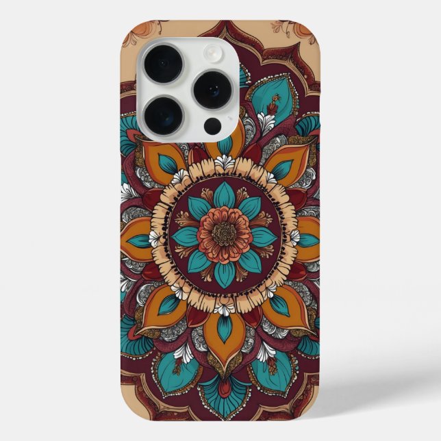 Coque Case-Mate iPhone Coque traditionnel Mandala Art iPhone 15 Pro - Eth (Verso)