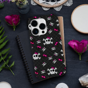 Coque Case-Mate iPhone Crâne gothique avec des vaches roses