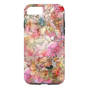 Coque Case-Mate iPhone Croquis floral d'abrégé sur motif d'aquarelle