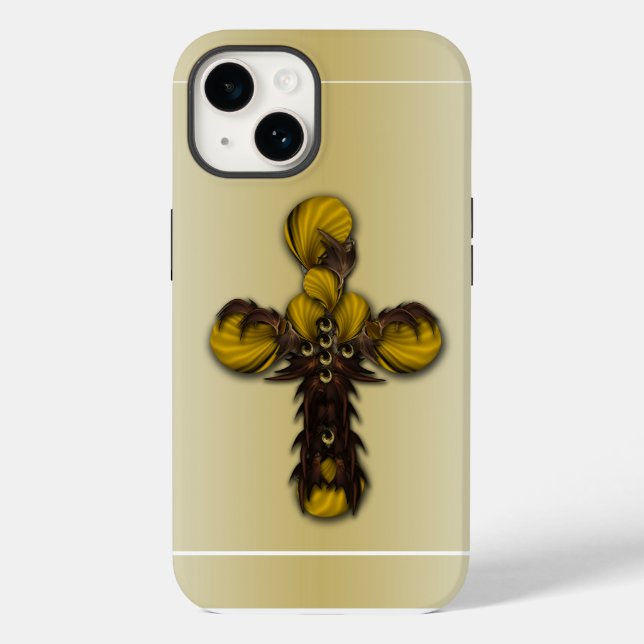 Coque Case-Mate iPhone "Cross Feuille Abstraction", iPhone 14 Coque (Verso)